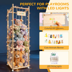 XiYeM stuffed animal zoo with LED lights for cozy playroom ambiance.