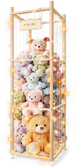 XiYeM stuffed animal storage tower assembled for easy access and tidy playroom organization.