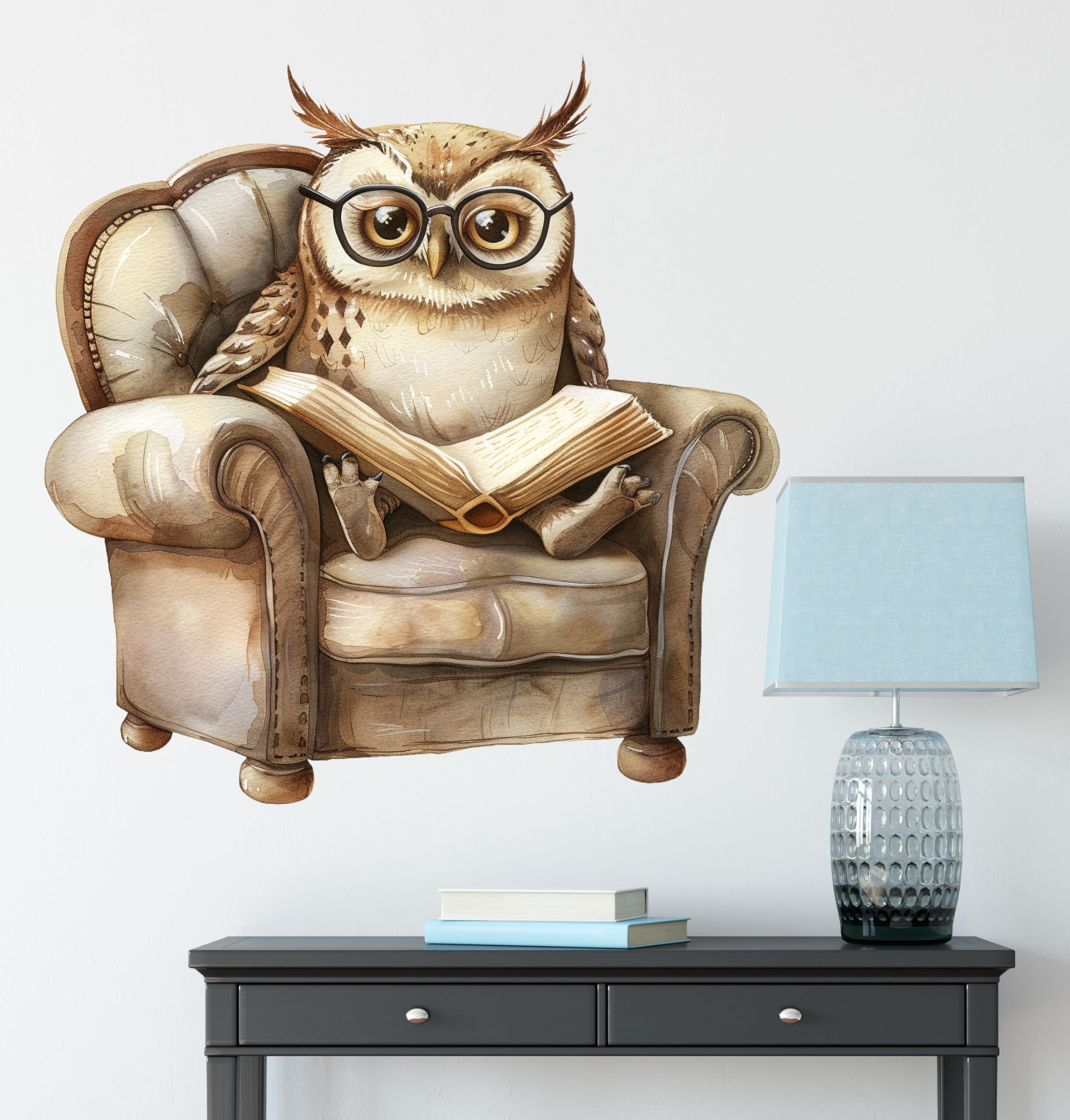Xizhenyuan owl reading book wall sticker for nurseries with easy repositioning