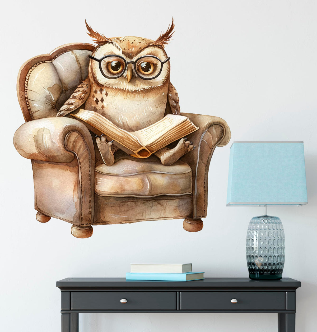 Xizhenyuan owl reading book wall sticker for nurseries with easy repositioning