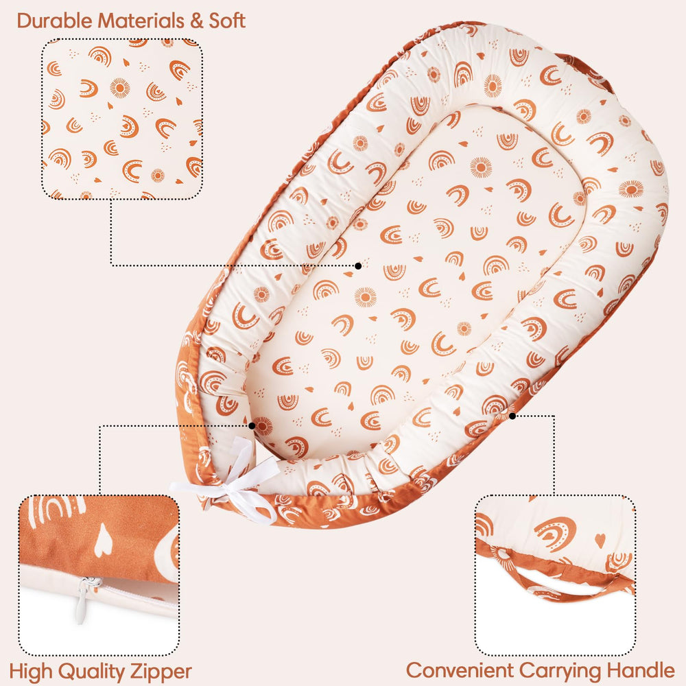 XLSXEXCL Lounger Cover measures 90x50 cm, suitable for ages 0-12 months.