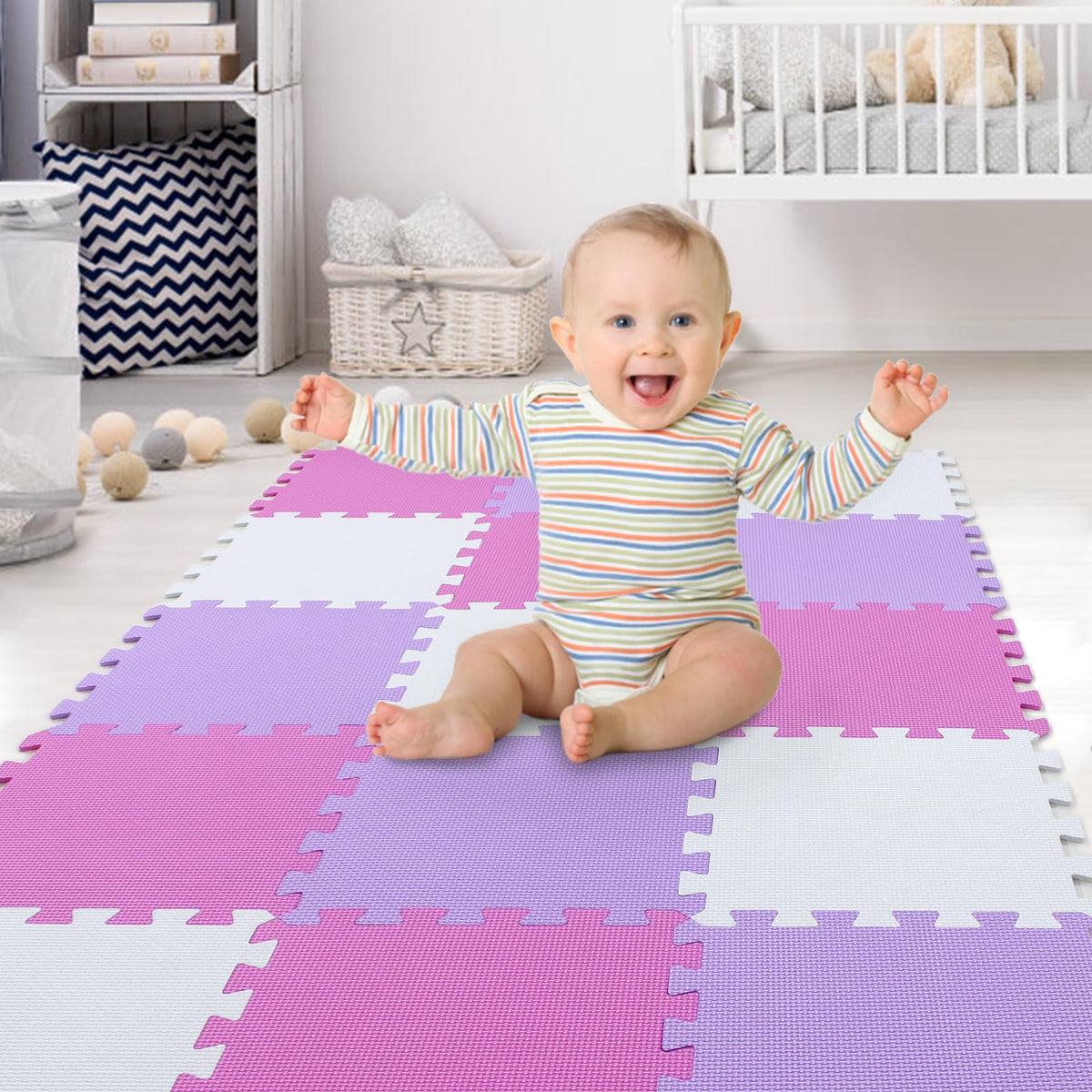 XMTMMD baby play mat interlocking tiles for quick setup and soft floor impact