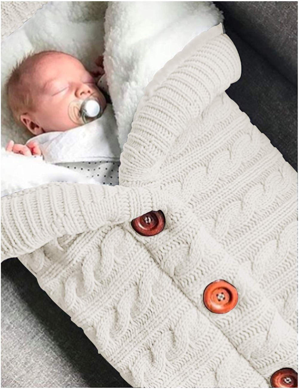 XMWEALTHY swaddle with wooden buttons for quick, secure changes