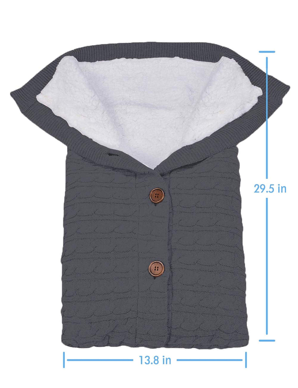 XMWEALTHY dark-grey swaddle wrap close-up showing plush interior
