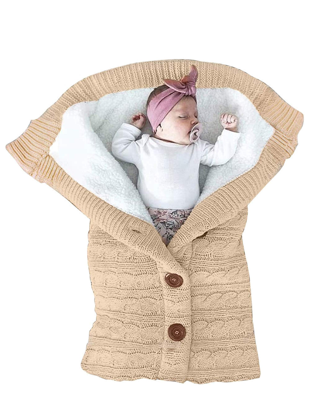 XMWEALTHY infant swaddle khaki front view for cozy warmth.