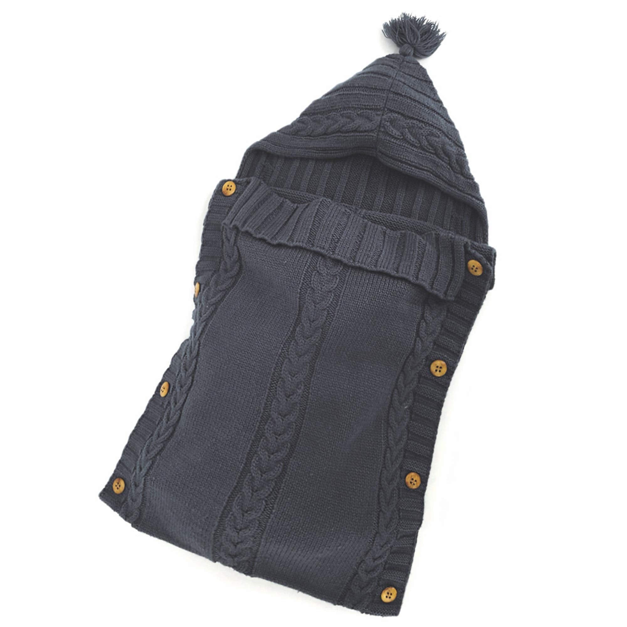 XMWEALTHY newborn wrap knit swaddle grey with adjustable closure for secure swaddling