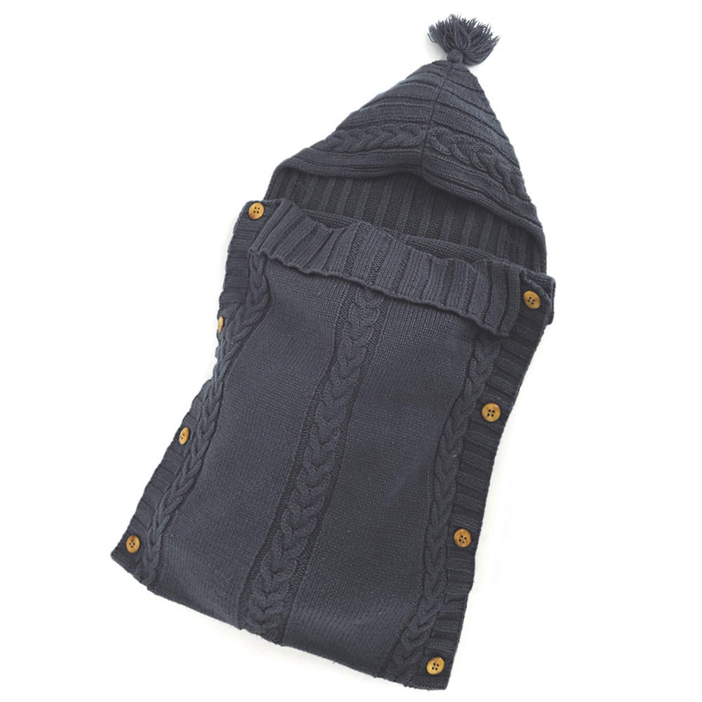 XMWEALTHY newborn wrap knit swaddle grey with adjustable closure for secure swaddling