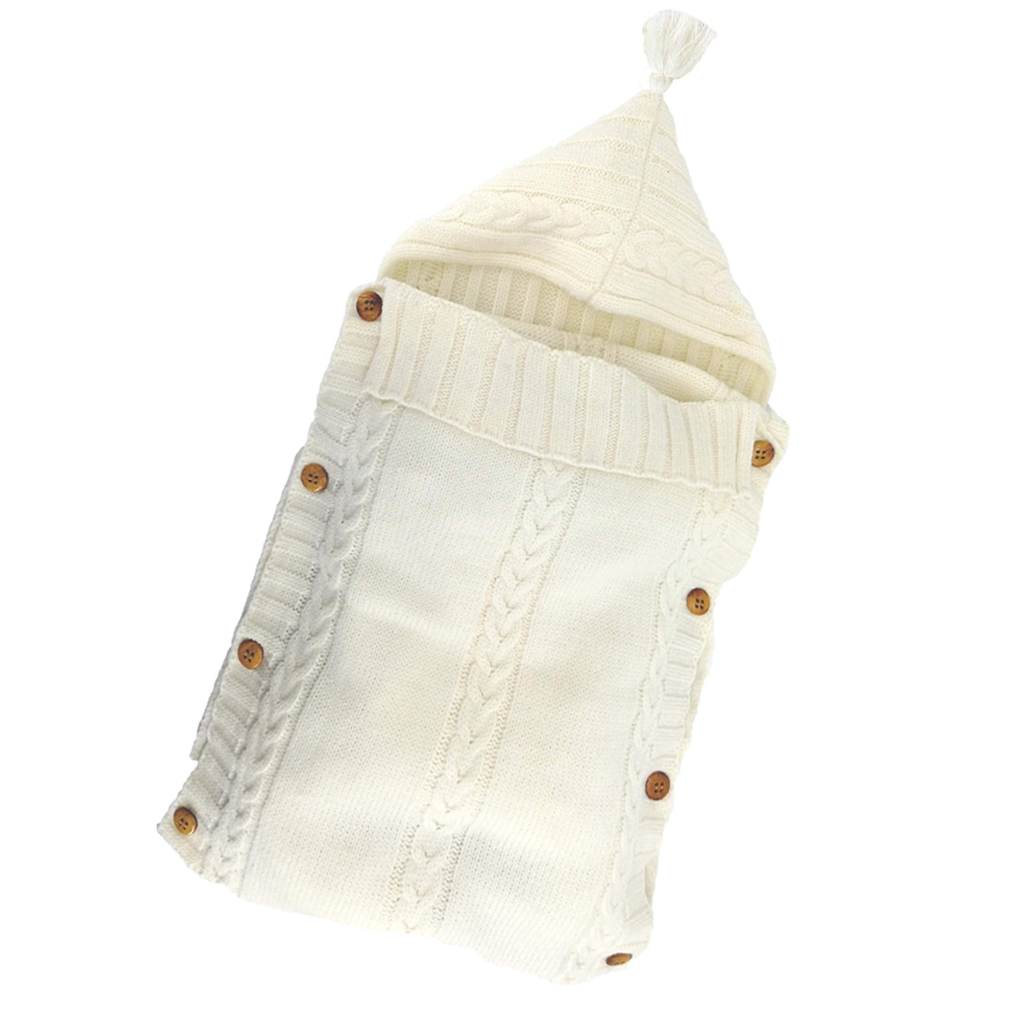 XMWEALTHY swaddle with wooden buttons closeup for easy securing.