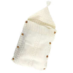 XMWEALTHY swaddle with wooden buttons closeup for easy securing.