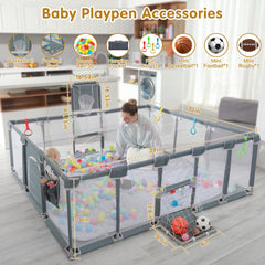 XNWQL Baby Playpen shows 360-degree mesh for clear visibility.