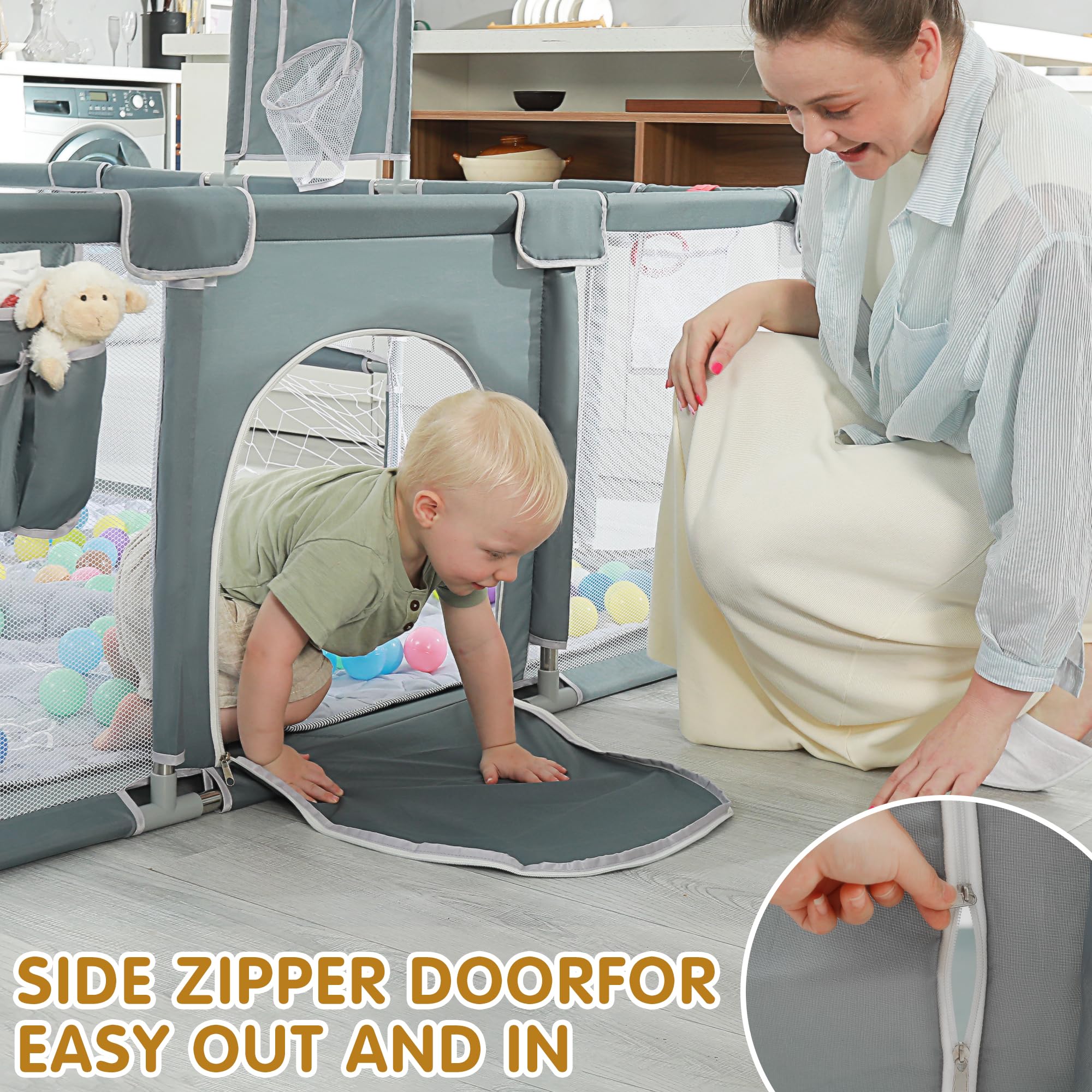XNWQL Baby Playpen with ocean balls enhances tactile, sensory play.