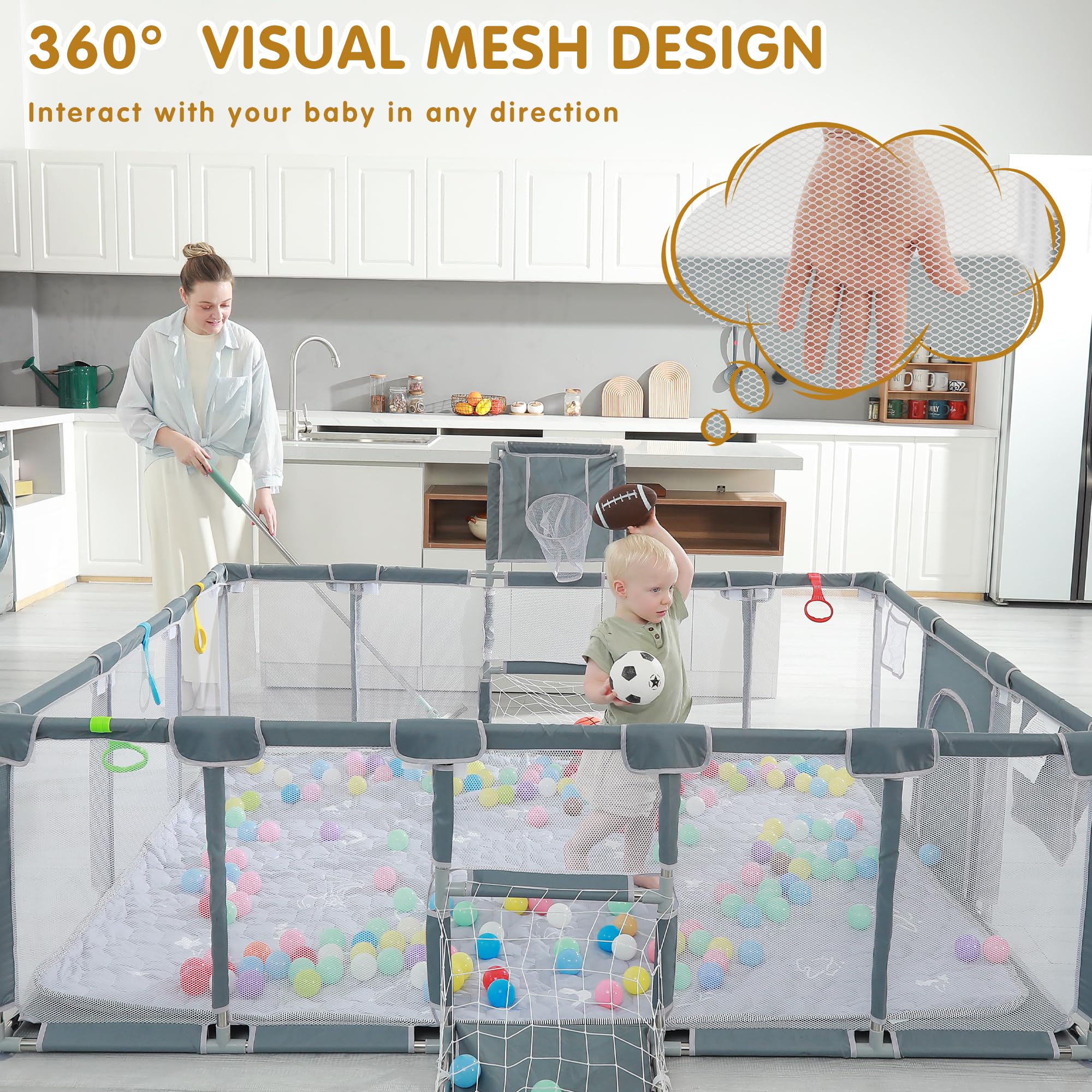 XNWQL Baby Playpen outdoors demonstrates safe play in open air.