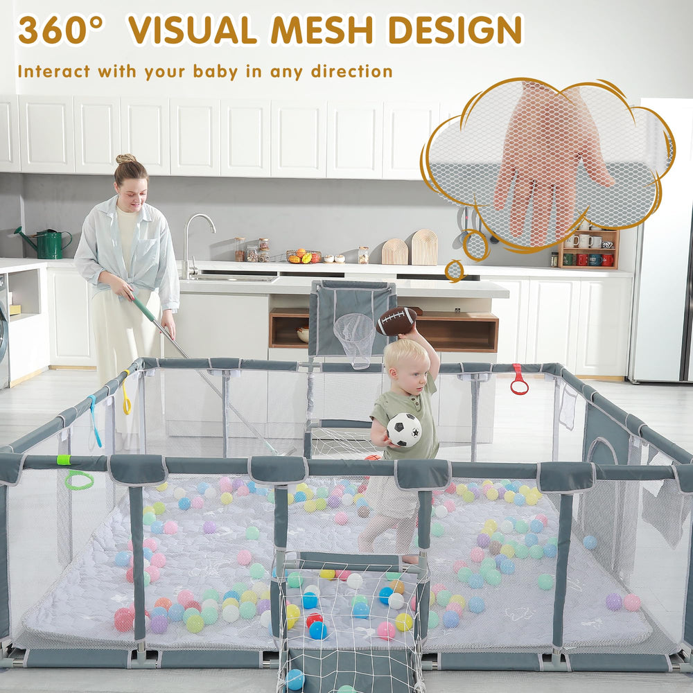 XNWQL Baby Playpen outdoors demonstrates safe play in open air.