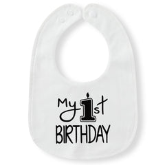 Xoleutpee My 1st Birthday Bib waterproof layer close-up for mess protection