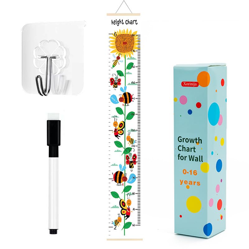 Xorinija sunflower height chart hanging on wall to track growth milestones