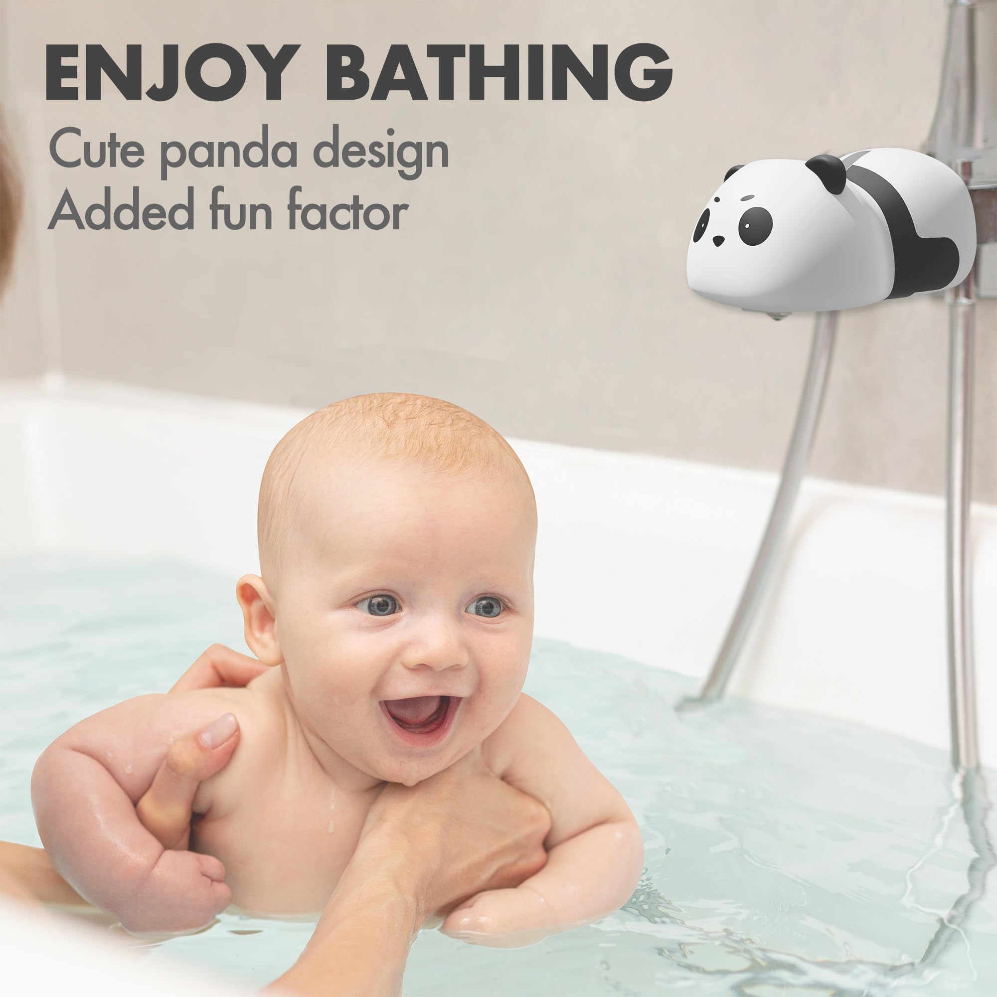 XPECIAL panda easy-clean spout cover is simple to wipe down after baths.