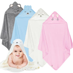 Xpertwarm toddler hooded towel set after bath with plush coral fleece.