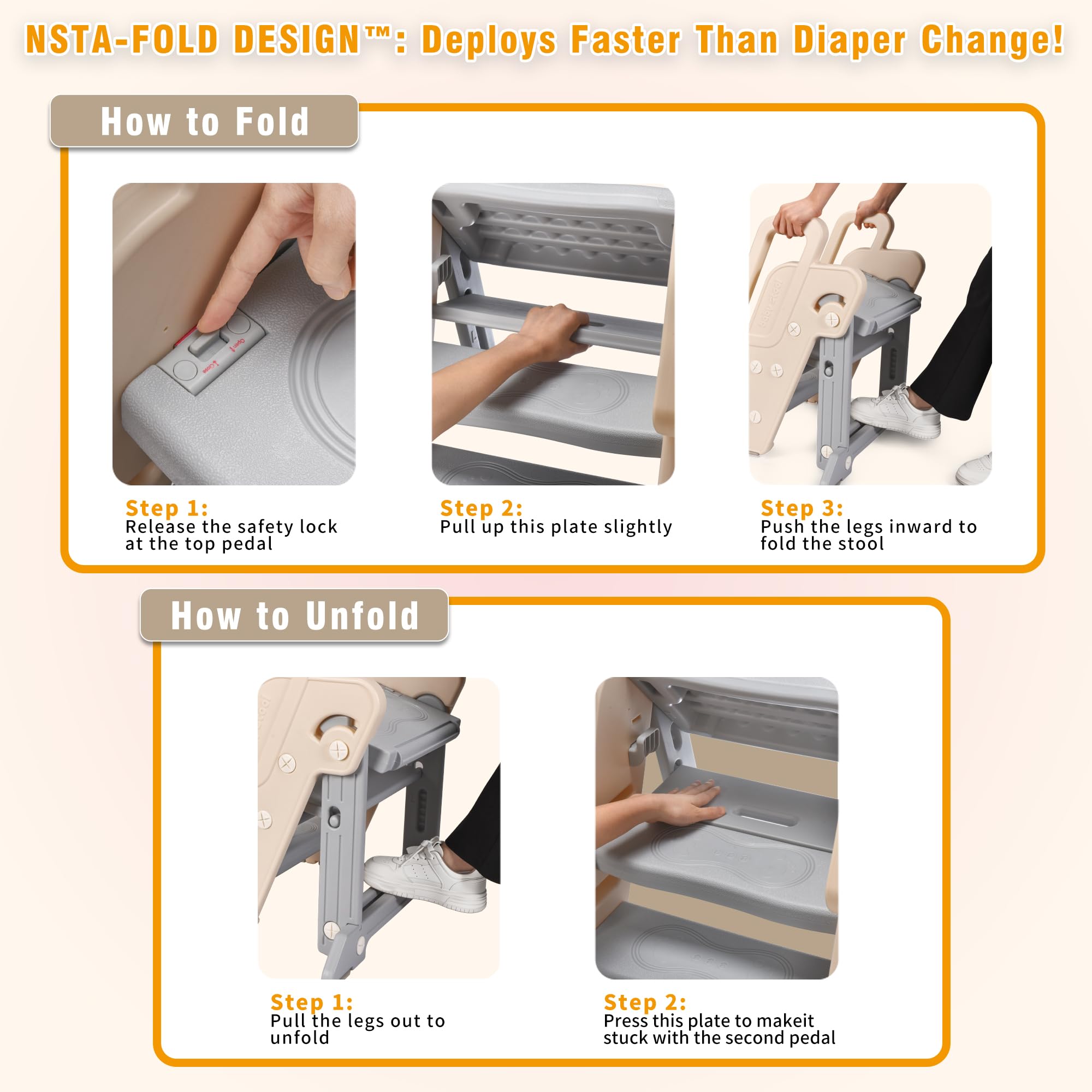 XQIAO versatile stool for kitchen, bathroom, and bedside access.