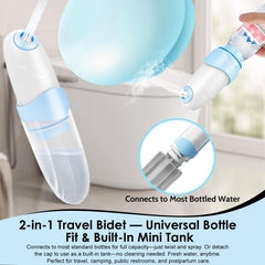 Xquyk bidet cap attachment demonstrates quick tank connection for camping water use.