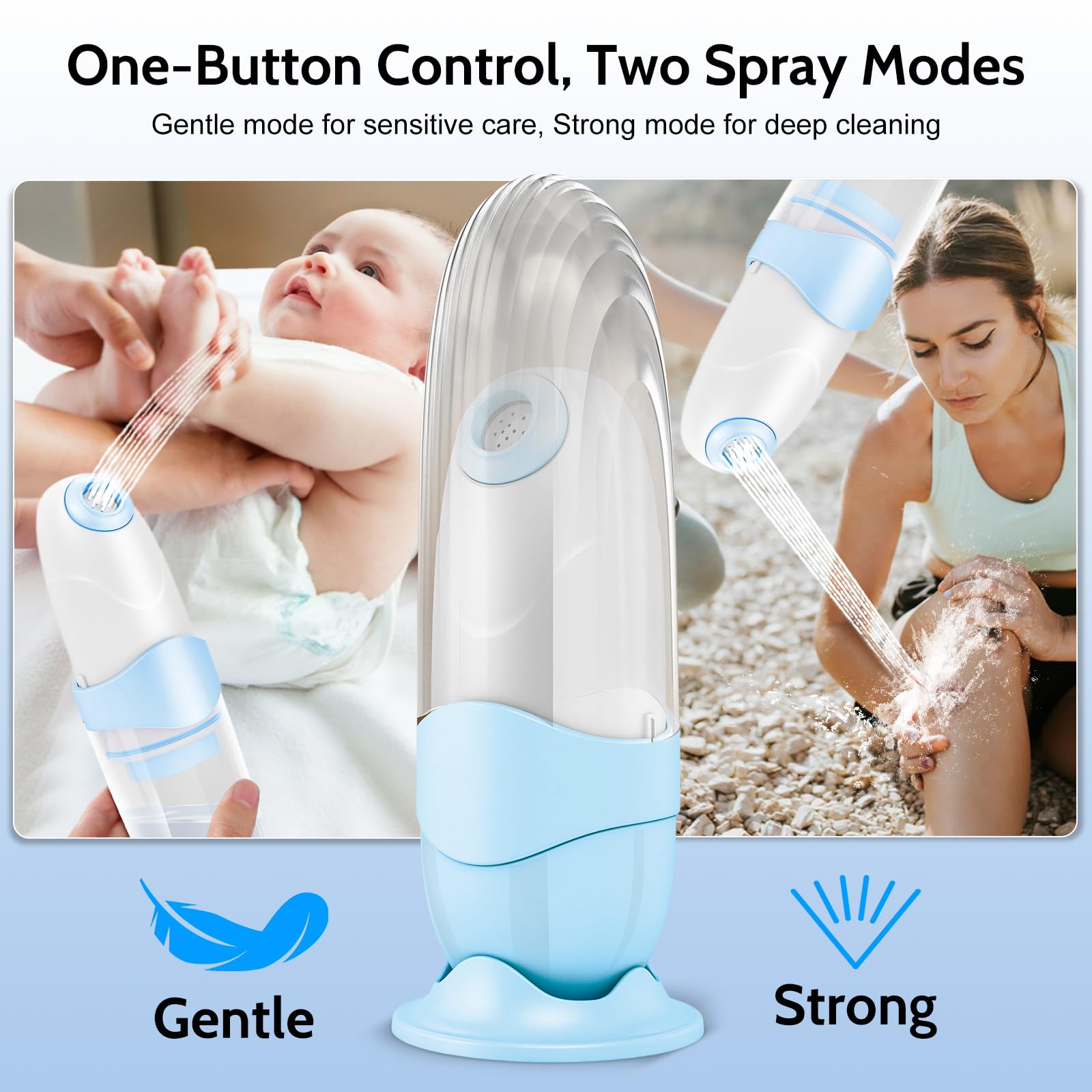 Xquyk bidet with dual-mode control for gentle rinse and strong jet.