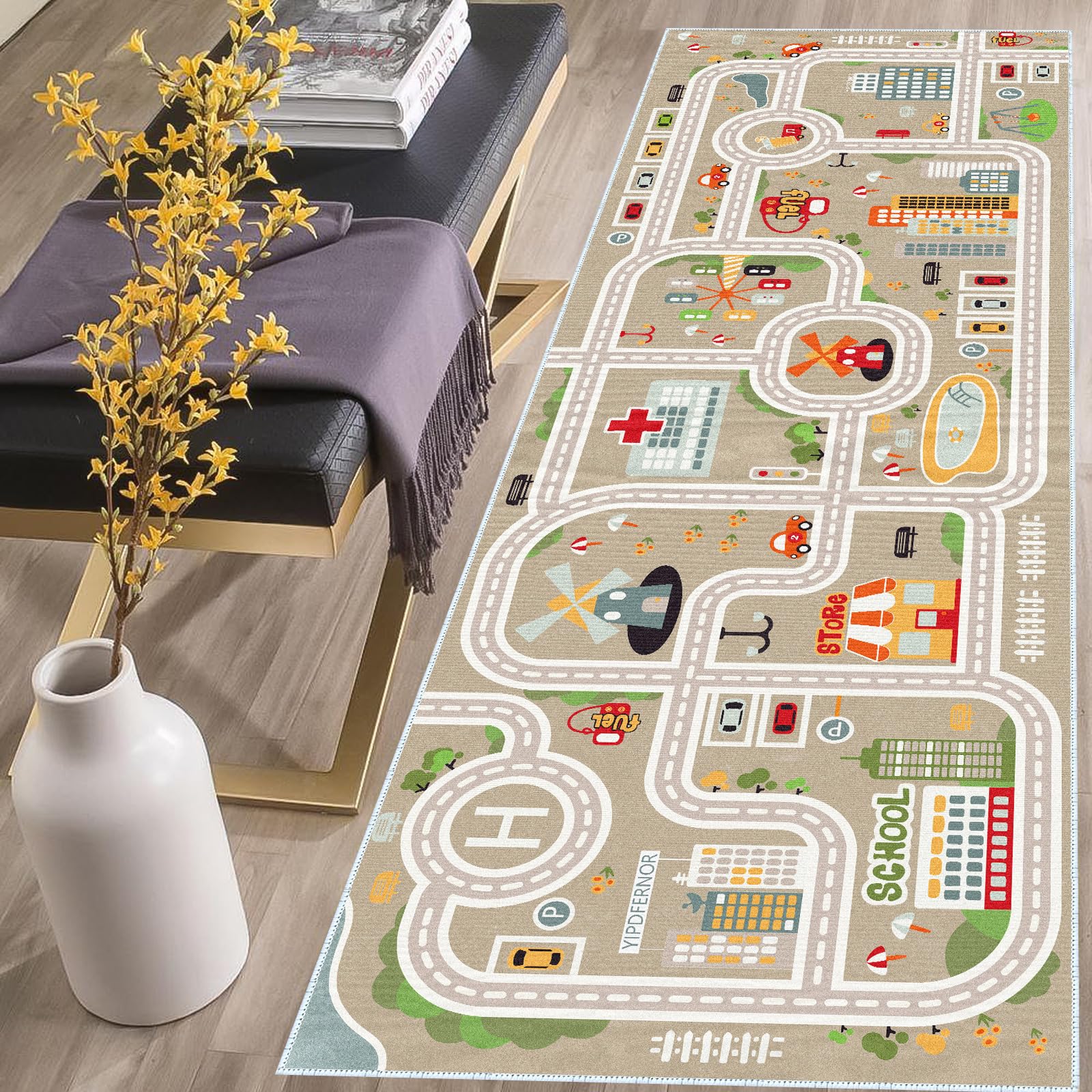 XRYZHC Versatile grey play carpet that fits playrooms and family spaces.
