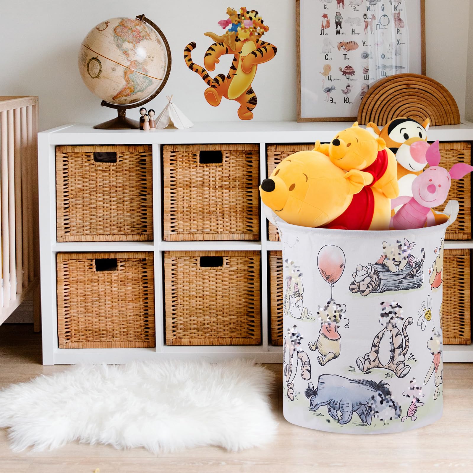 X-SIGA Bear Storage Basket canvas texture detail adds cozy look.