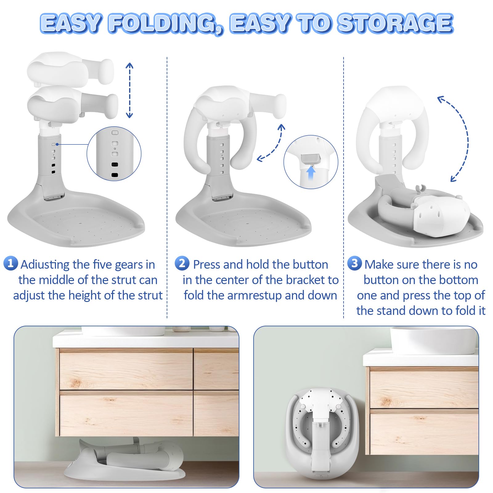 XSMNER baby shower stand with adjustable armrests for secure hold