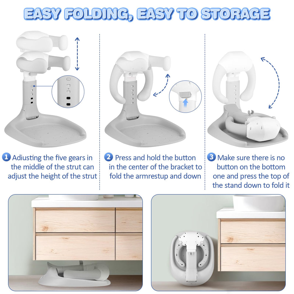 XSMNER baby shower stand with adjustable armrests for secure hold