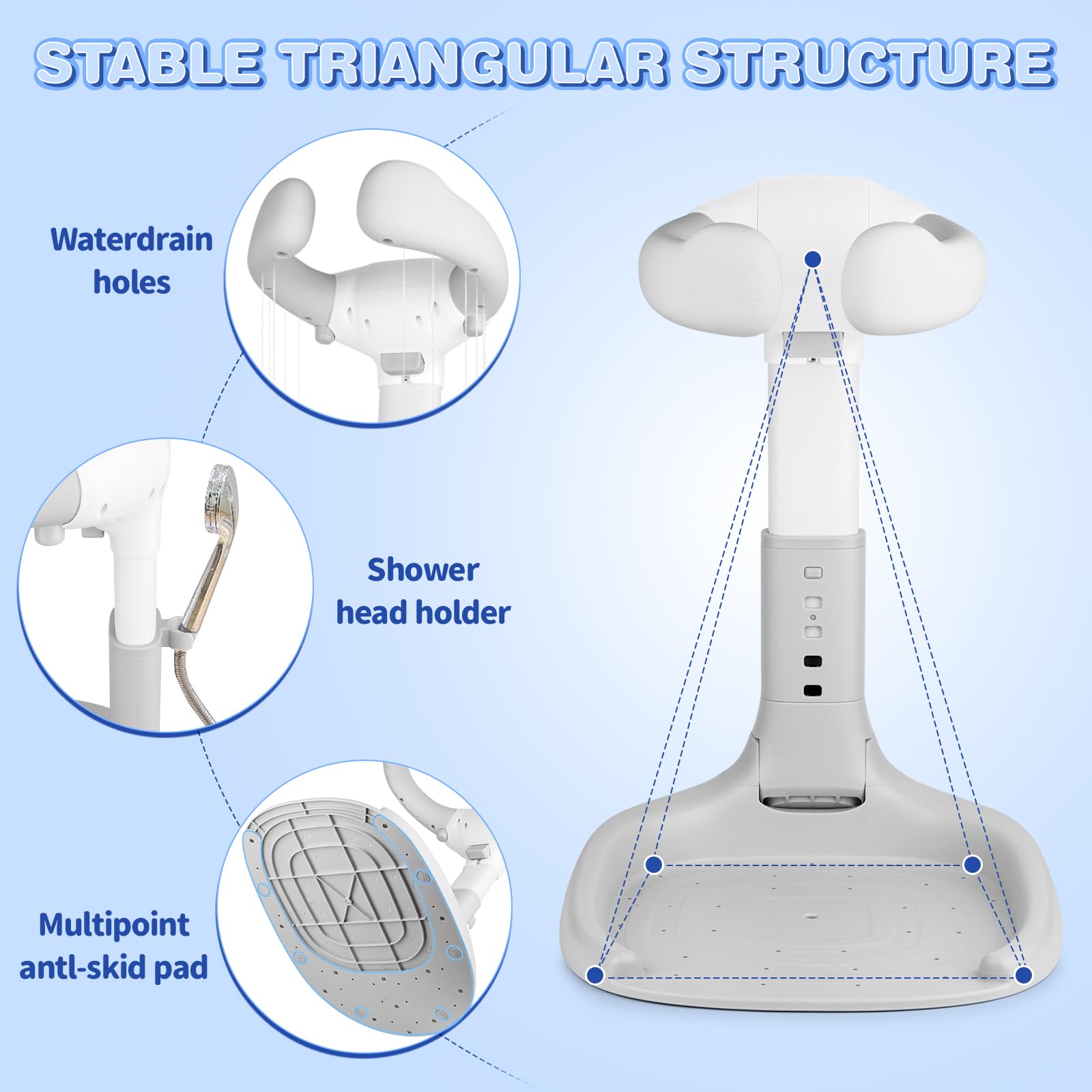 XSMNER baby shower stand with non-slip cushions for safety