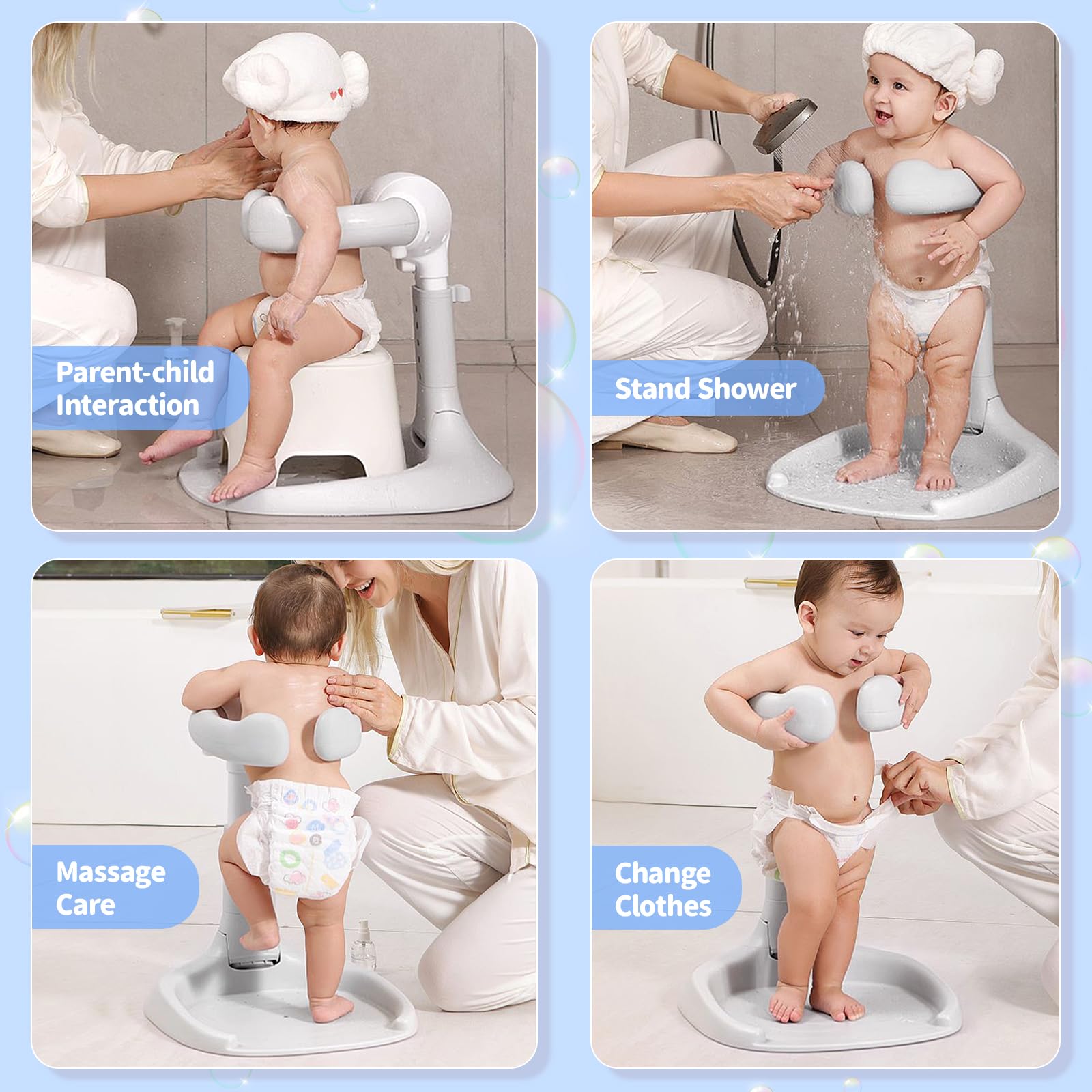 XSMNER bath stand with back shower holder for hands-free rinsing