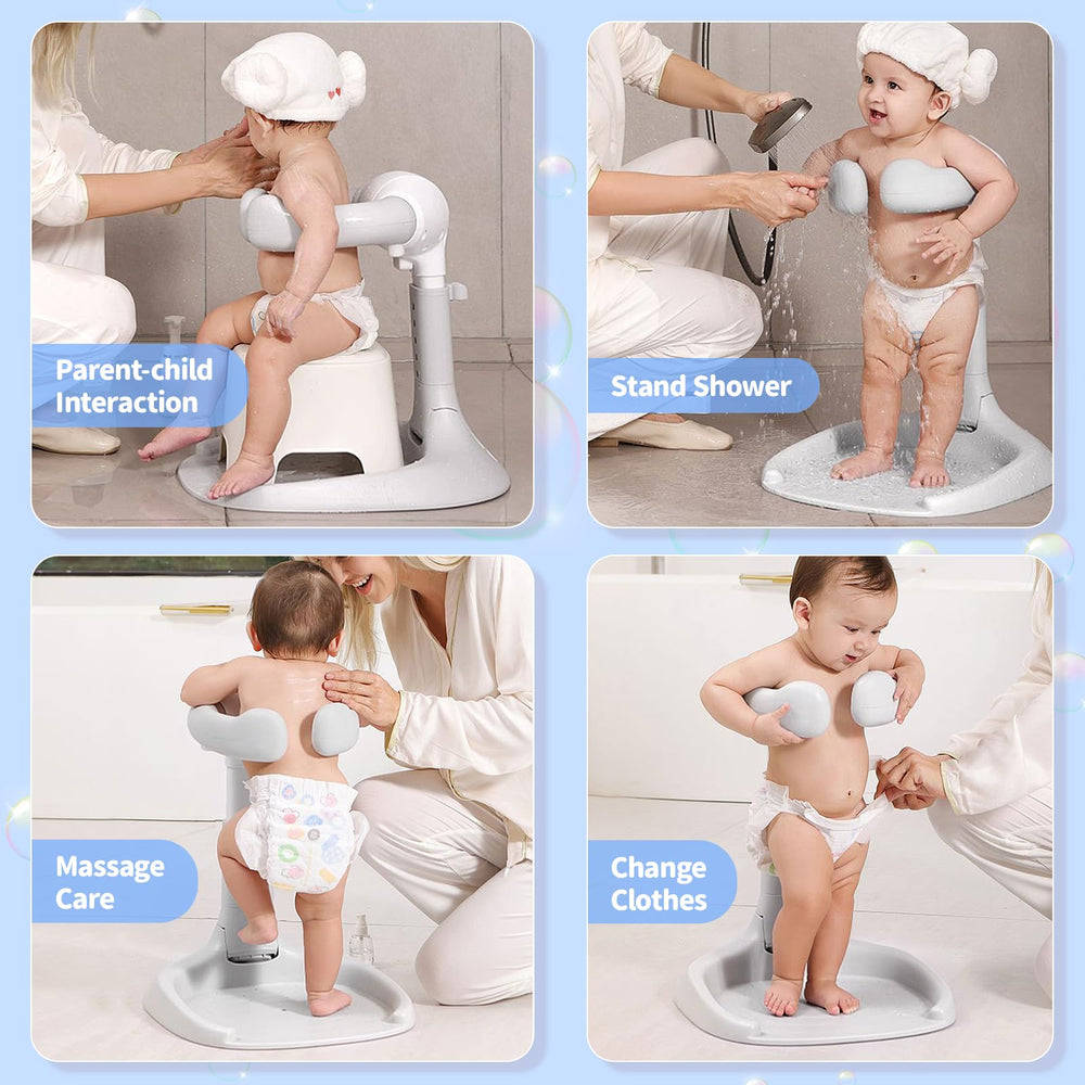 XSMNER bath stand with back shower holder for hands-free rinsing