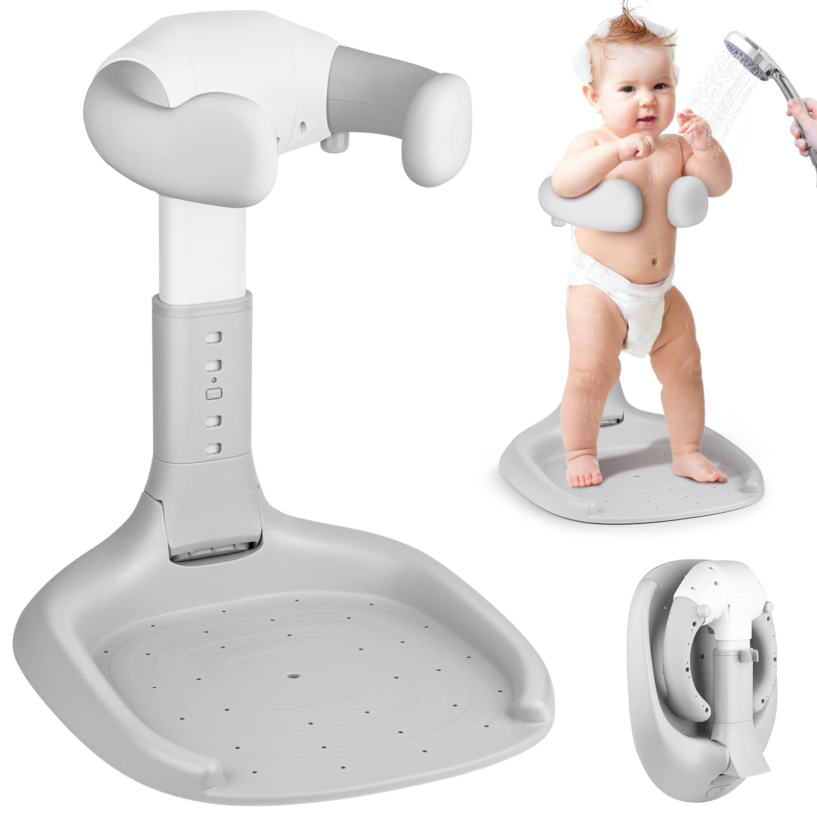 XSMNER foldable baby shower stand front view showing compact design and stability