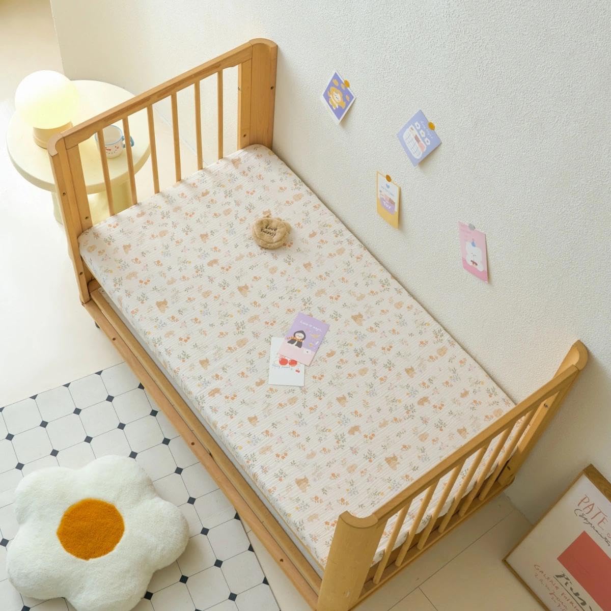 Xuan Dian Muslin crib sheets 360 elastic band, stays securely in place.