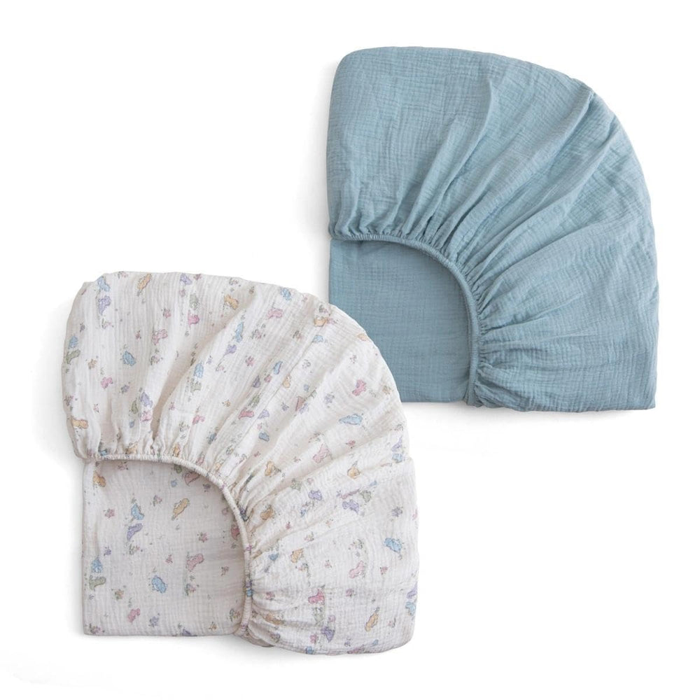 Xuan dian Muslin crib sheet in blue dinosaur pattern, soft and breathable for baby comfort