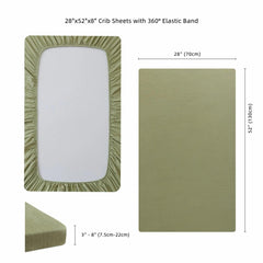 Xuan Dian Muslin crib sheets rabbit-green on mattress, snug fit boosts safety during sleep.