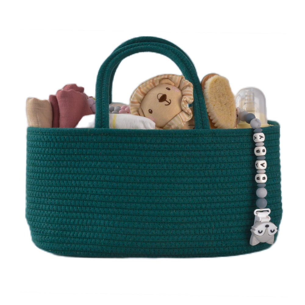 XUANGUO baby diaper caddy in dark green with roomy compartments for quick changes.