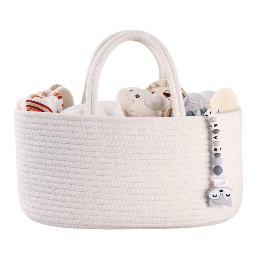 XUANGUO diaper caddy organizer on changing table keeps diapers within reach.