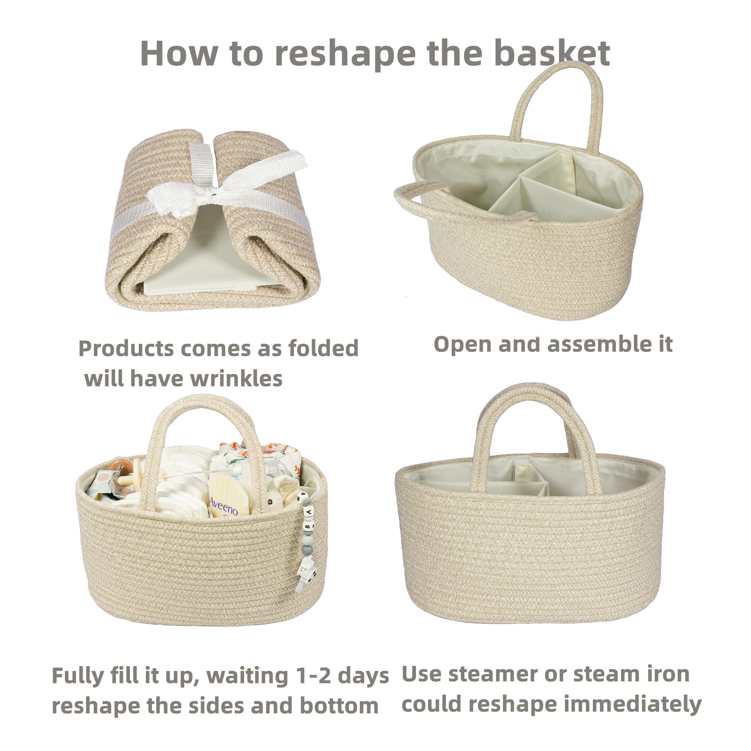 Xuanguo cotton rope organizer in oatmeal tone suits unisex nurseries.