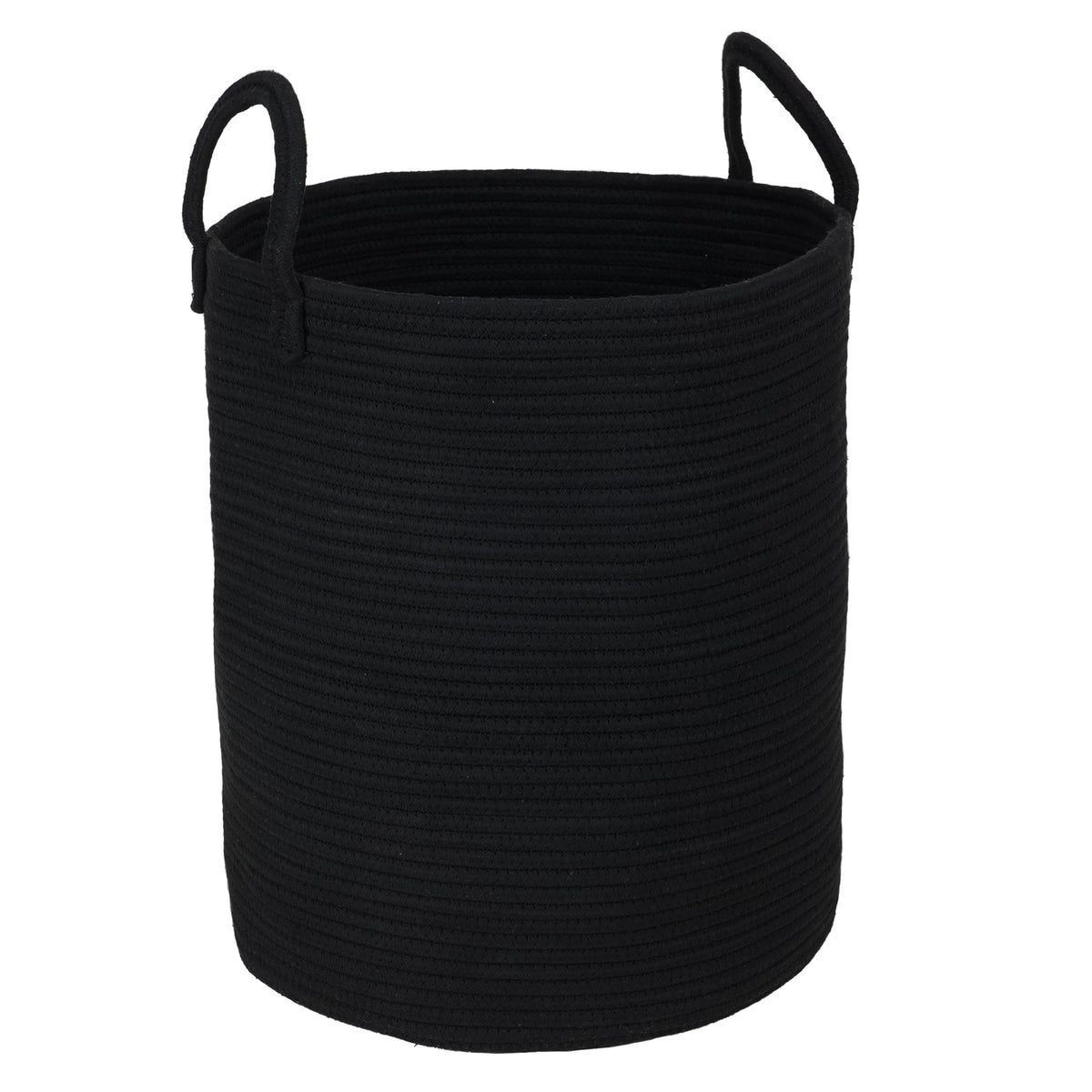 XUANGUO black cotton rope laundry basket with handles for organized clothes storage.