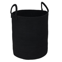 XUANGUO black cotton rope laundry basket with handles for organized clothes storage.