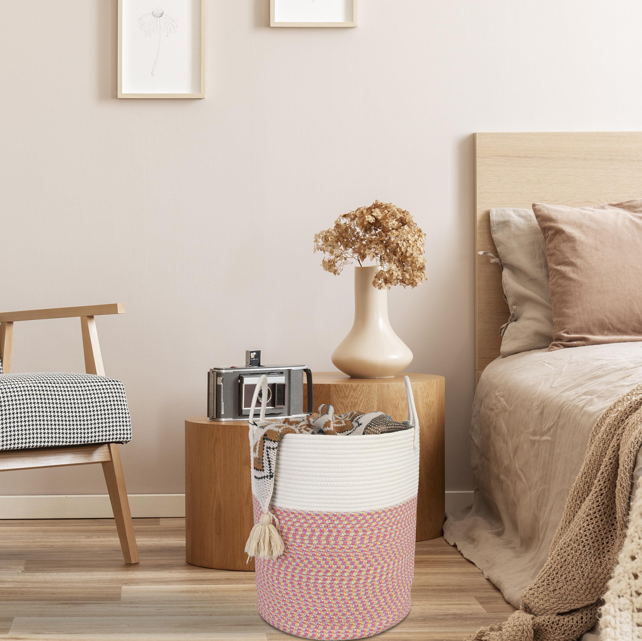 XUANGUO blanket basket rope storage in bedroom for cozy organization