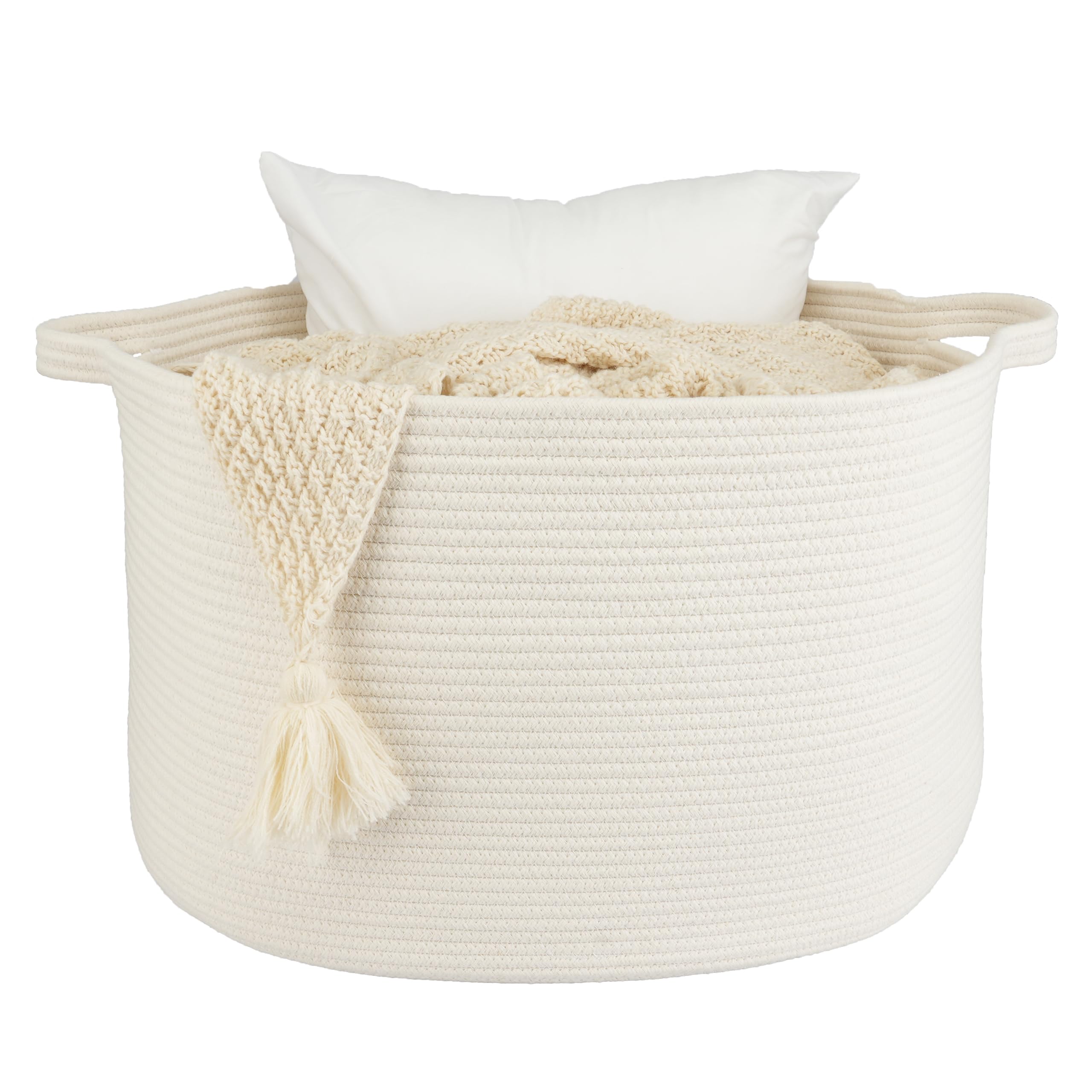 Xuanguo blankets basket round rope for organized blankets and soft storage