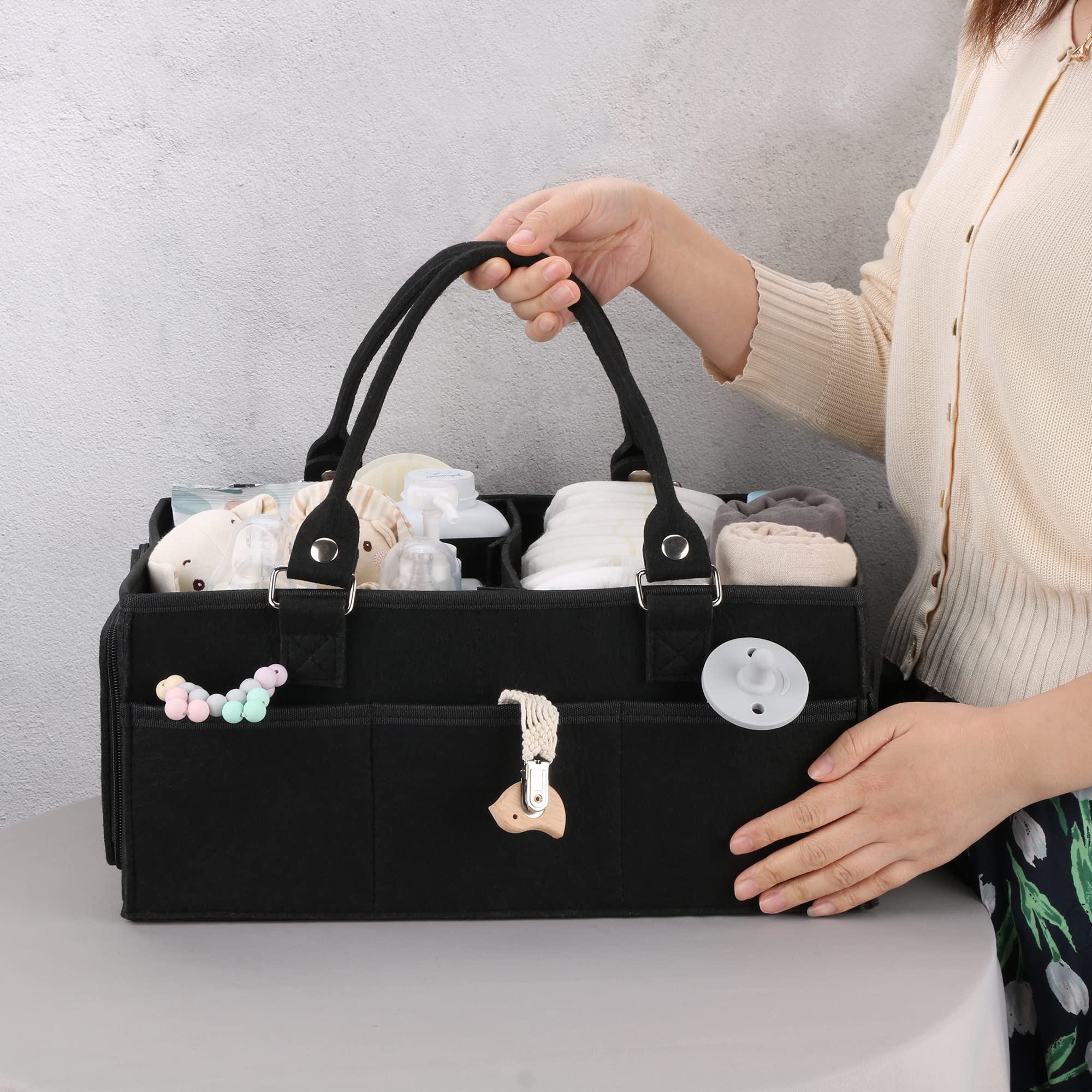 Xuanguo changing table organizer with handles for easy nursery transport