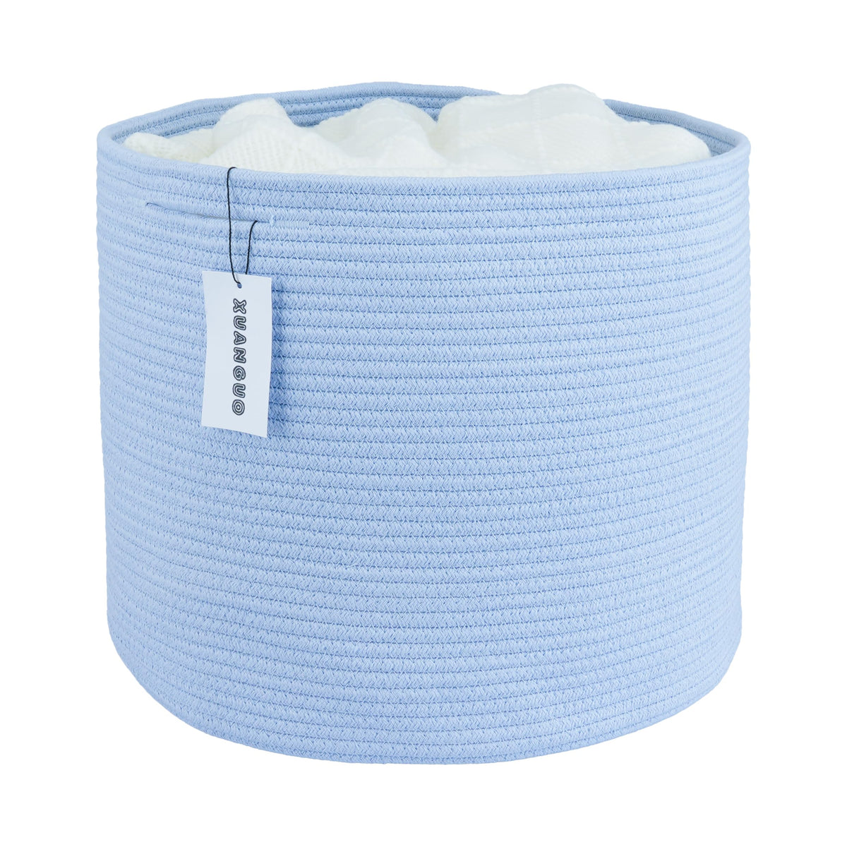XUANGUO cotton rope basket for baby laundry bin 16x14, space-saving and easy to fold.