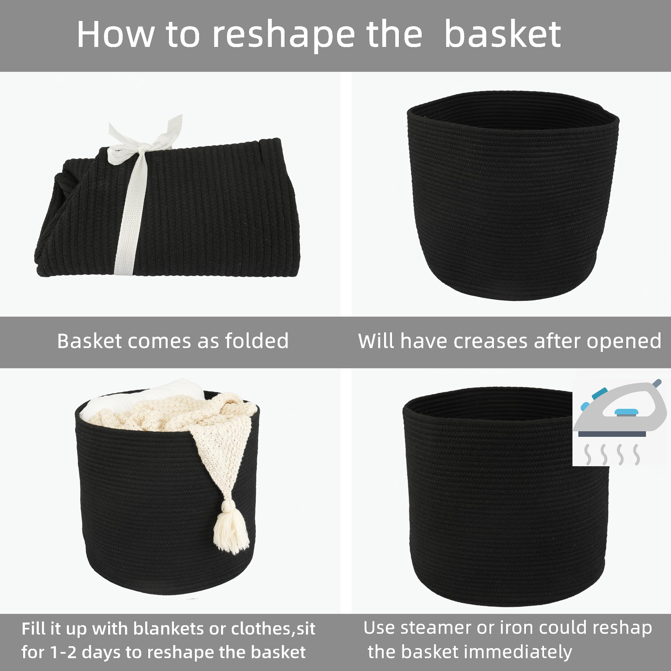 XUANGUO rope basket living-room-use provides tidy spaces for blankets and towels