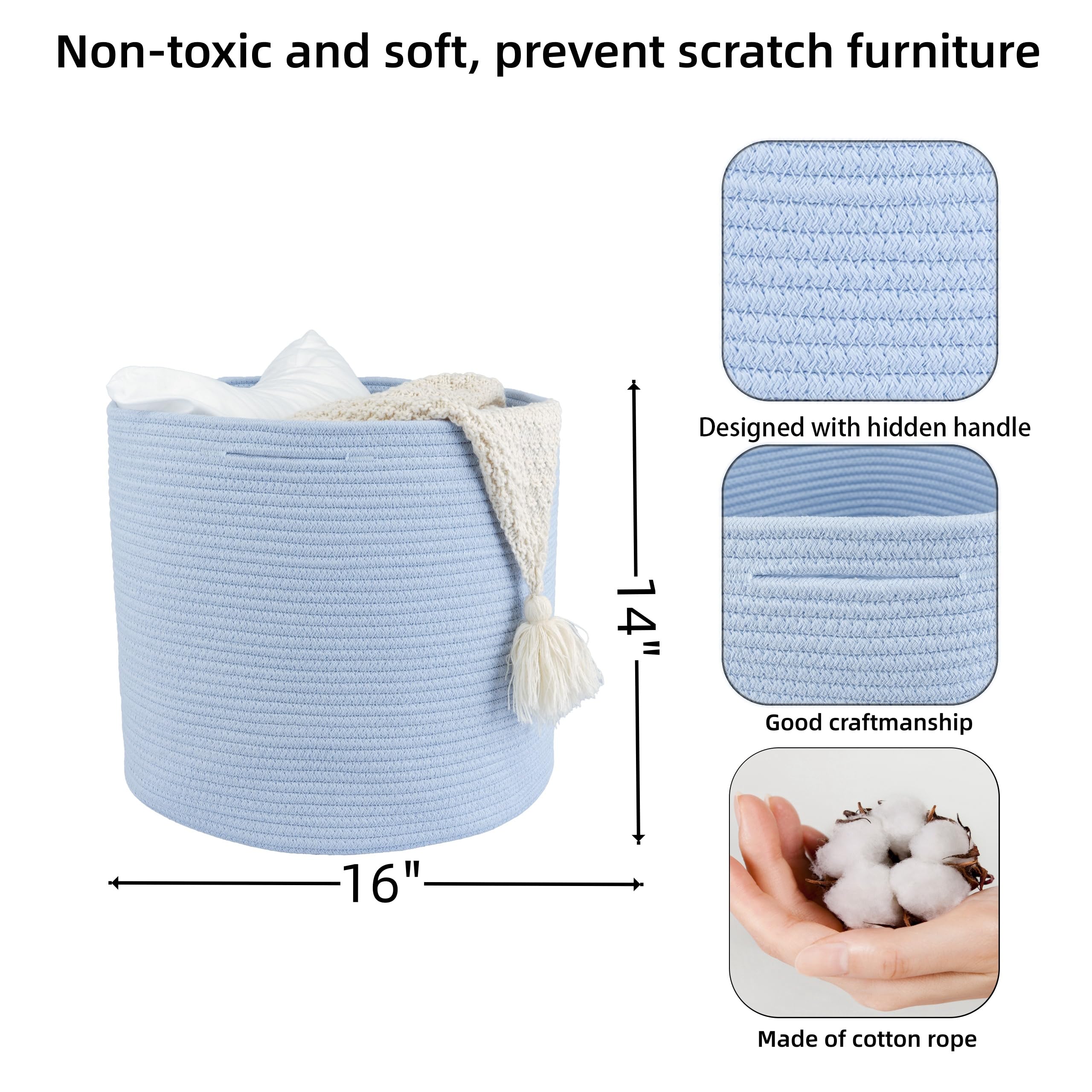 XUANGUO cotton rope basket nursery-decor round silhouette; complements soft interiors while organizing essentials.