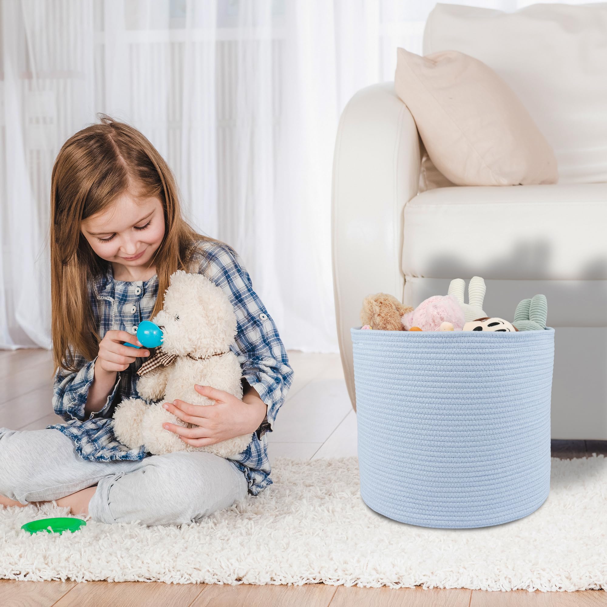 XUANGUO cotton rope basket soft-coiled-rope; smooth texture safe for babies and pets.