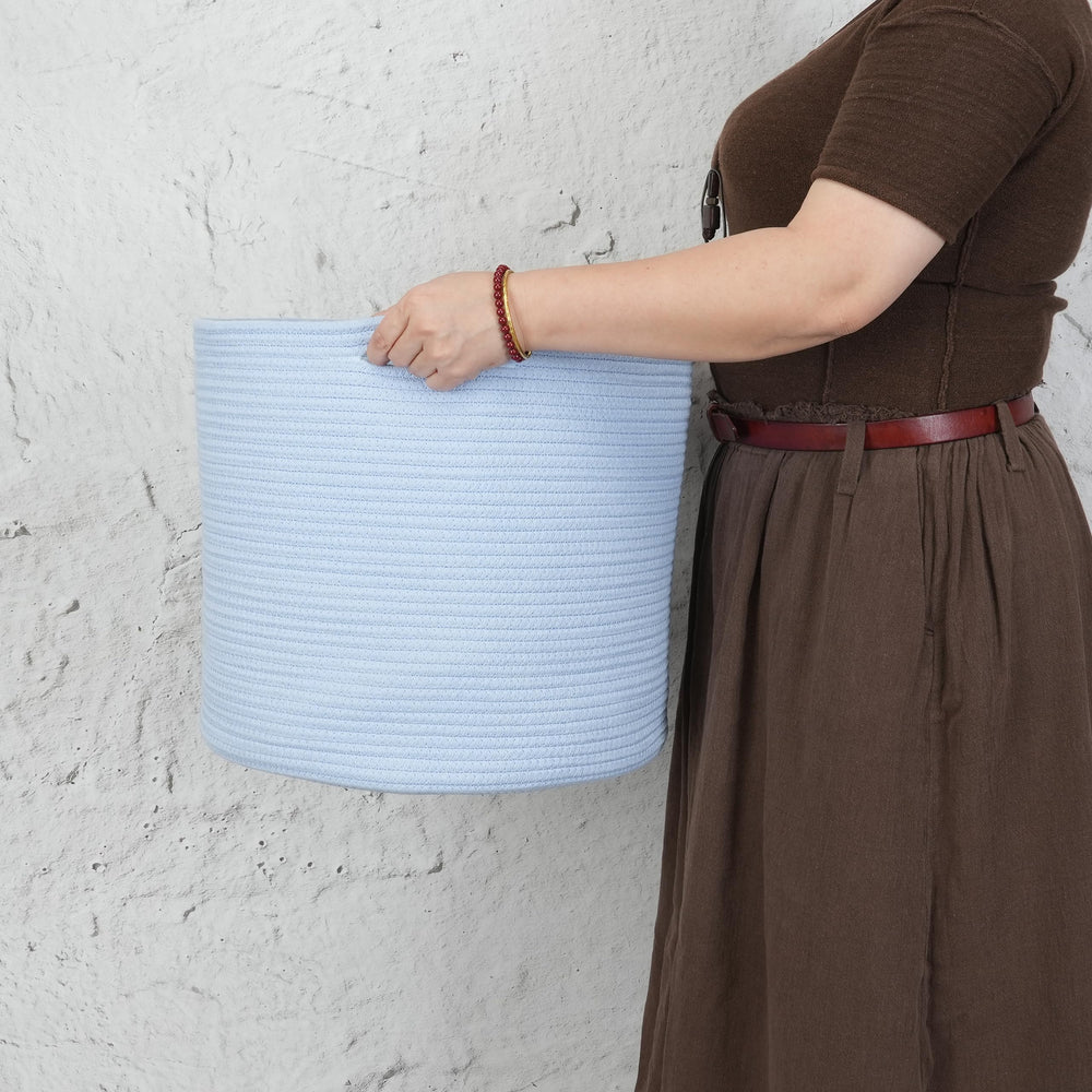 XUANGUO cotton rope basket toy-storage-bin; keeps toys tidy and easy to move.