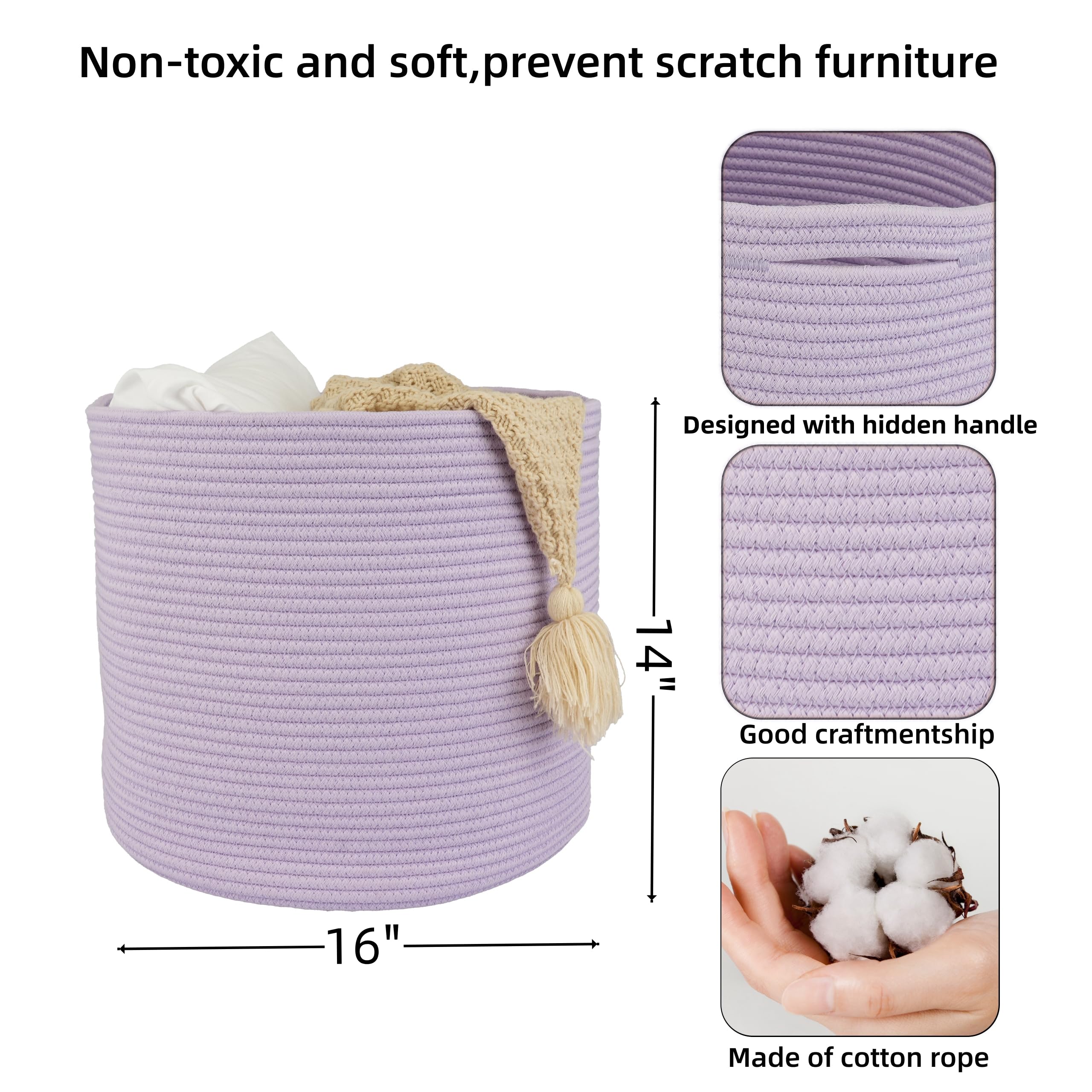 XUANGUO rope basket with hidden handles for easy transport