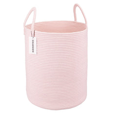 XUANGUO cotton rope laundry basket with handles, 15D x 18H, ideal for clothes storage.